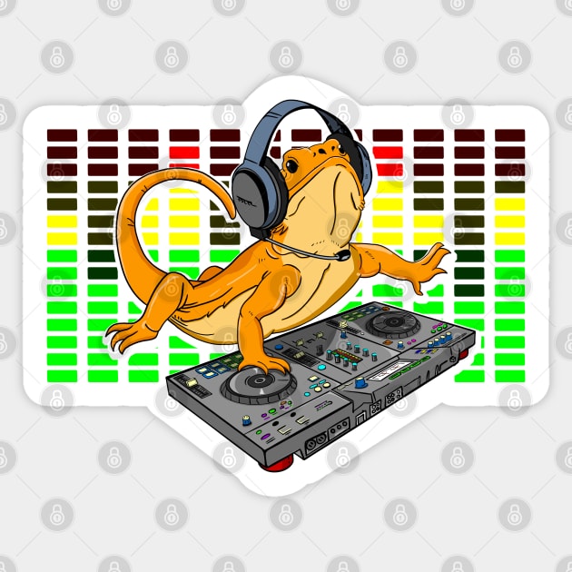 Bearded Dragon DJ Gift Djing Sticker by HiDearPrint